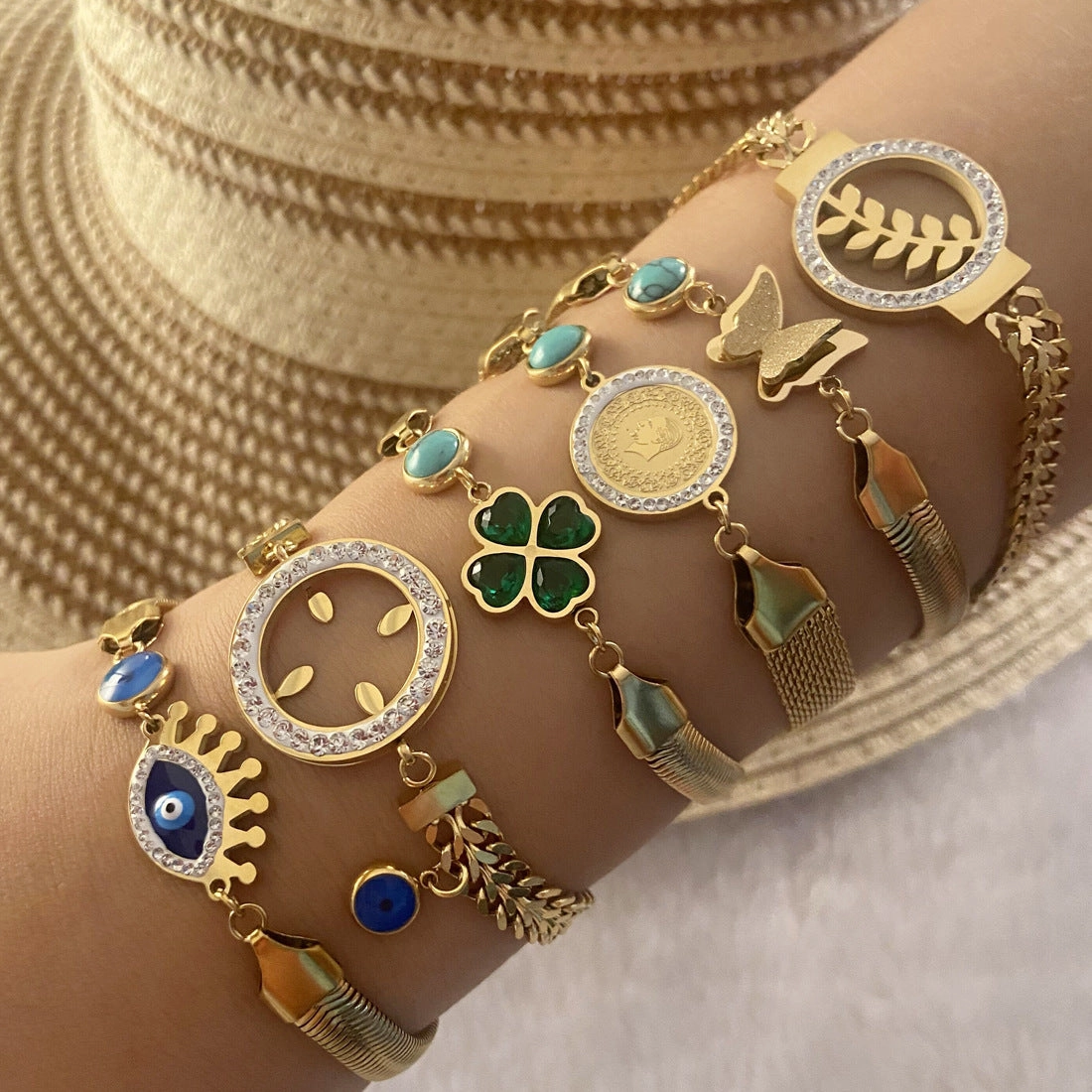 Wholesale Vintage Stacked Bohemian Stainless Steel Bracelet