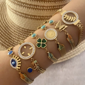Wholesale Vintage Stacked Bohemian Stainless Steel Bracelet