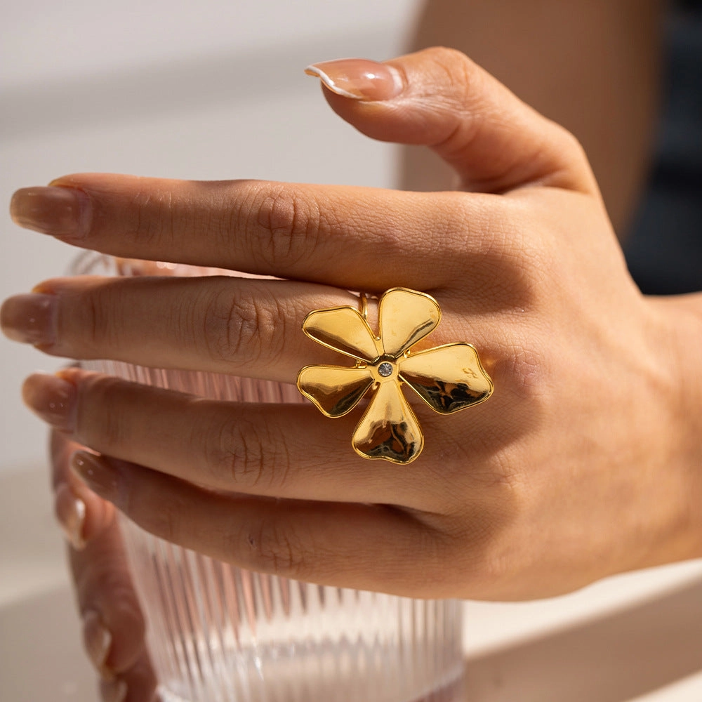 Wholesale Vintage Stainless Steel Daffodil Embossed Ring