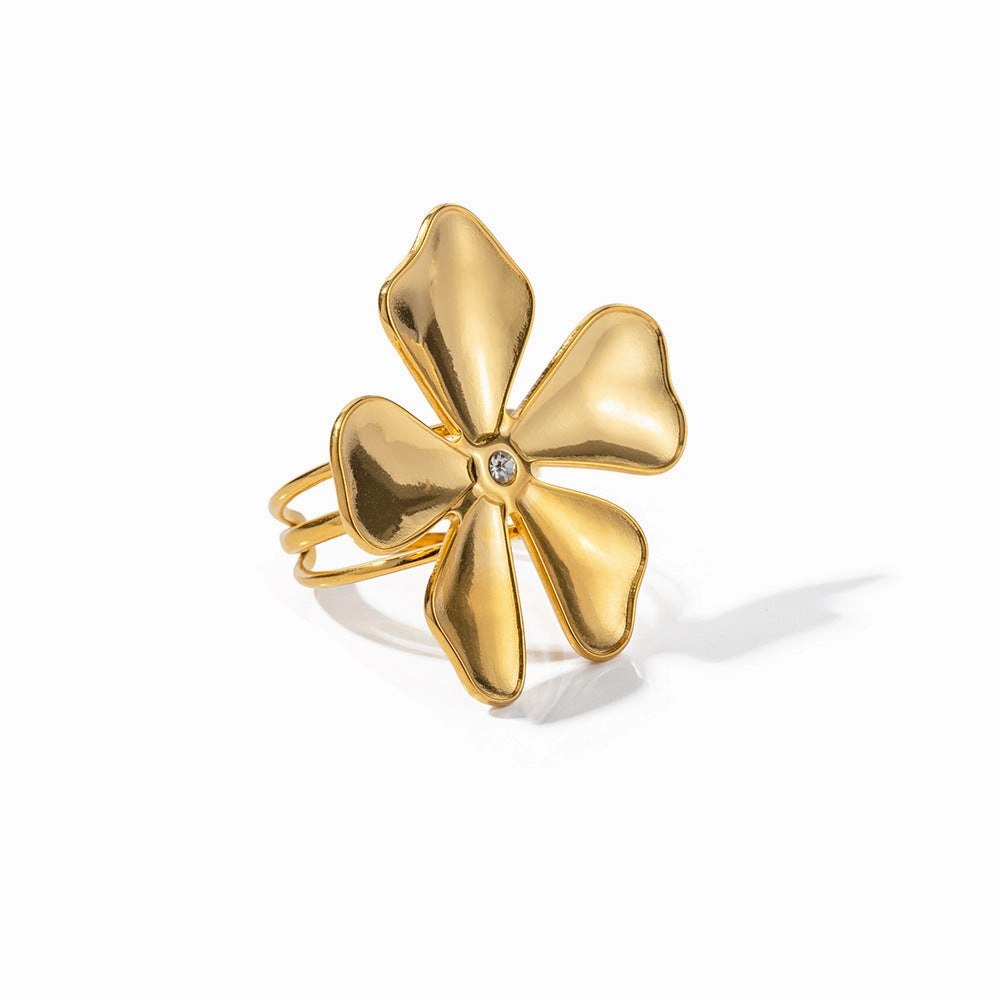 Wholesale Vintage Stainless Steel Daffodil Embossed Ring