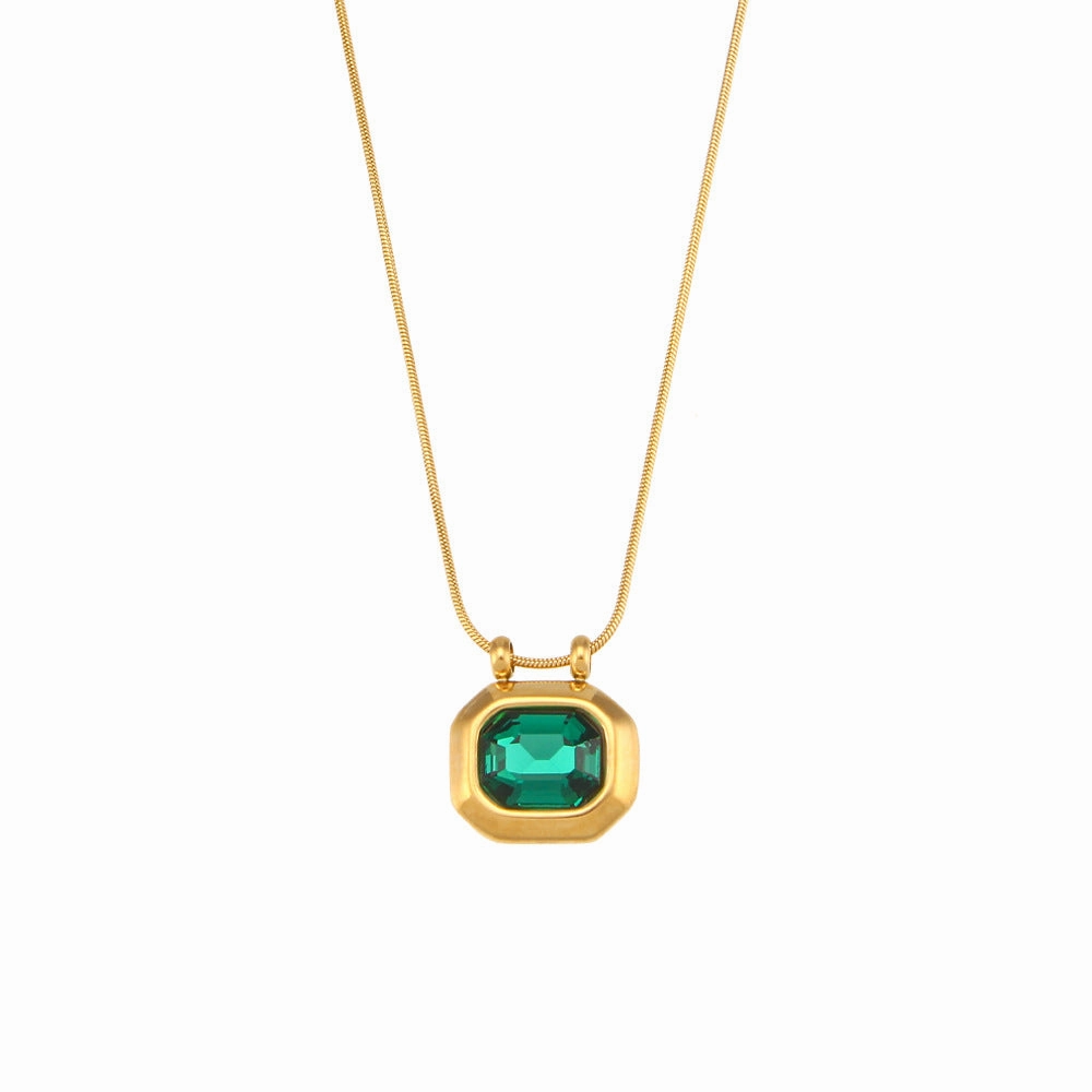 Wholesale Vintage Stainless Steel Plated 18K Gold Zircon Necklace