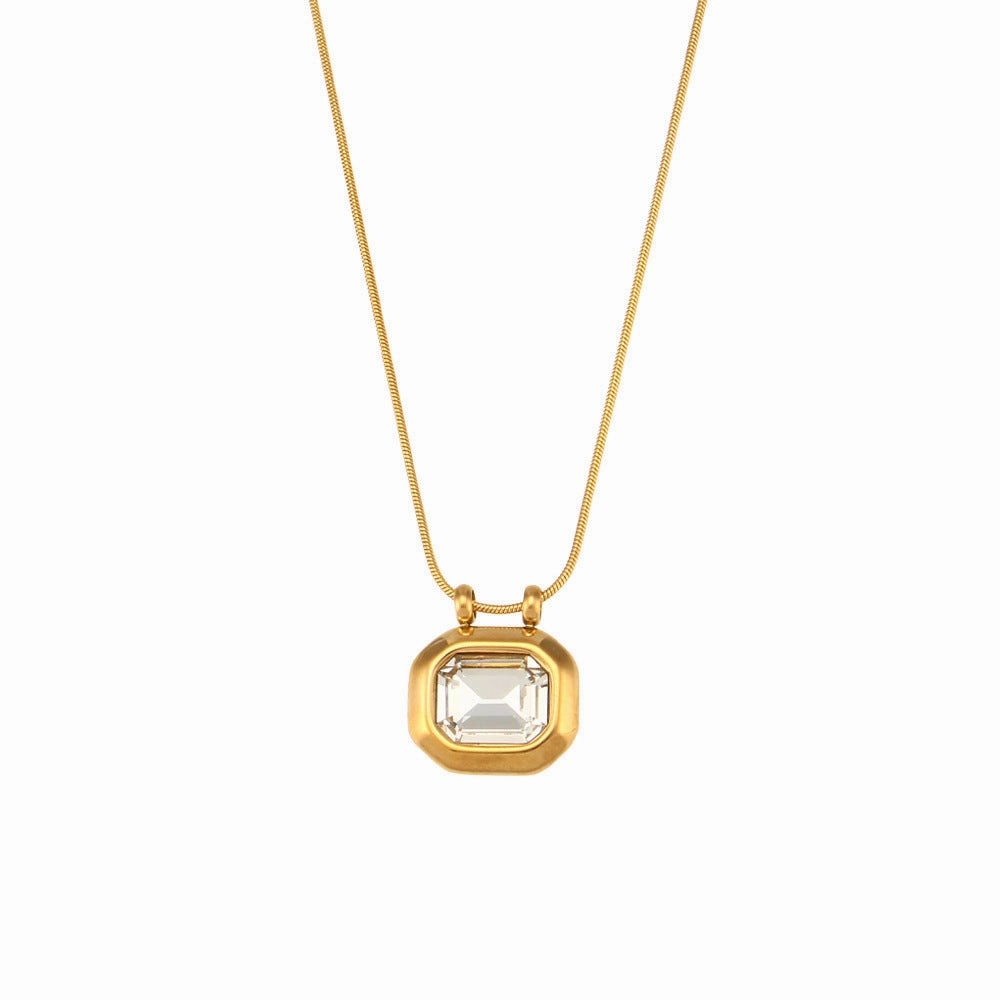 Wholesale Vintage Stainless Steel Plated 18K Gold Zircon Necklace