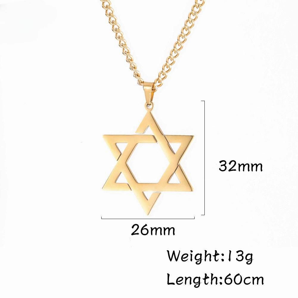 Wholesale Vintage Stainless Steel Six Pointed Star Necklace