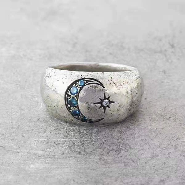 Wholesale Vintage Star Moon Rings Alloy