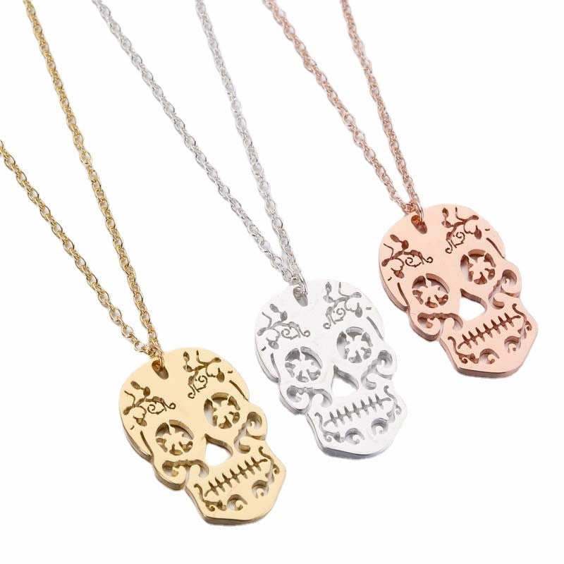 Wholesale Vintage Terror Skull Head Stainless Steel Necklace