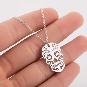 Wholesale Vintage Terror Skull Head Stainless Steel Necklace