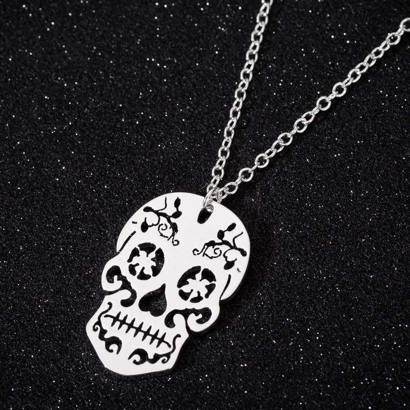 Wholesale Vintage Terror Skull Head Stainless Steel Necklace