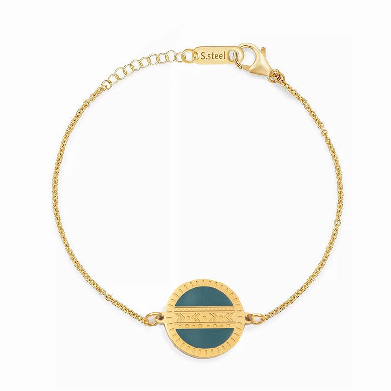 Wholesale Vintage Textured Titanium Steel Round Pendant Bracelet