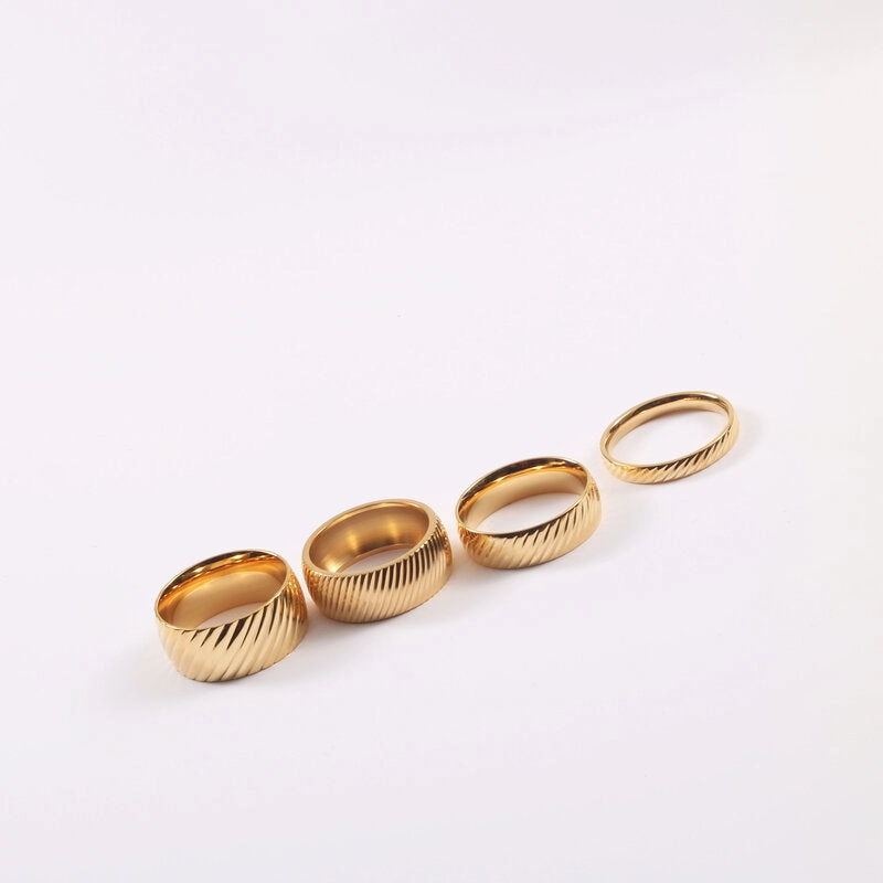 Wholesale Vintage Twist Gold Titanium Steel Rings