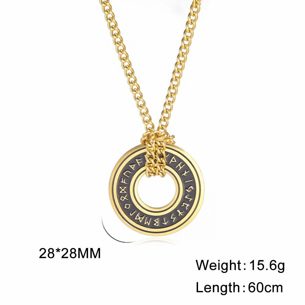Wholesale Vintage Viking Circle Pendant Stainless Steel Men's Necklace