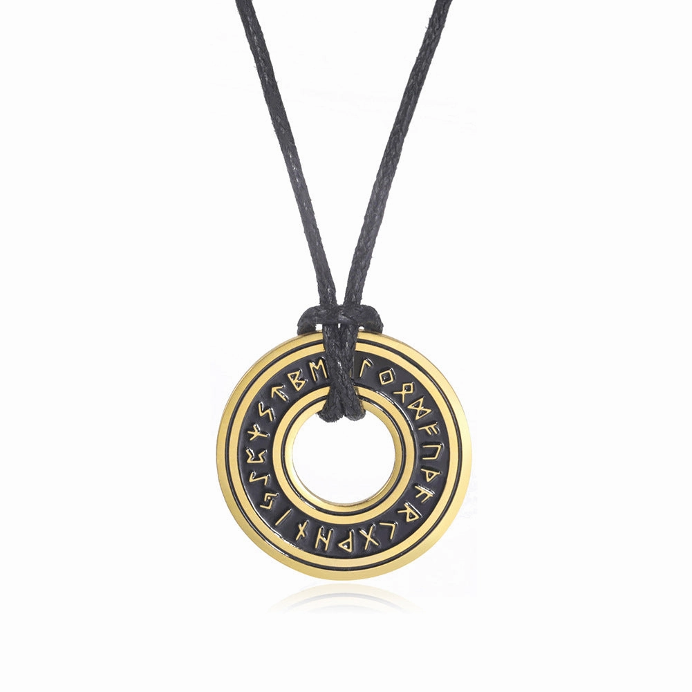 Wholesale Vintage Viking Circle Pendant Stainless Steel Men's Necklace