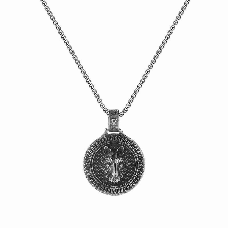 Wholesale Vintage Wolf Head Stainless Steel Necklace