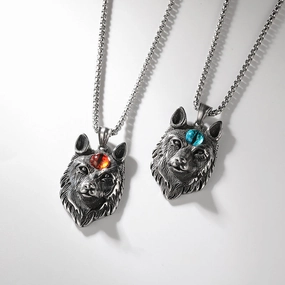 Wholesale Vintage Wolf Head Stainless Steel Necklace