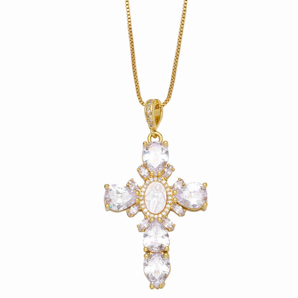 Wholesale Virgin Mary Cross Pendant Necklaces