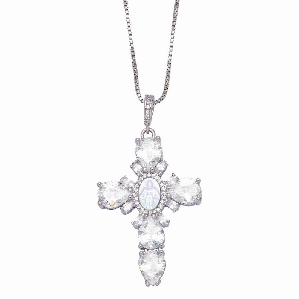 Wholesale Virgin Mary Cross Pendant Necklaces