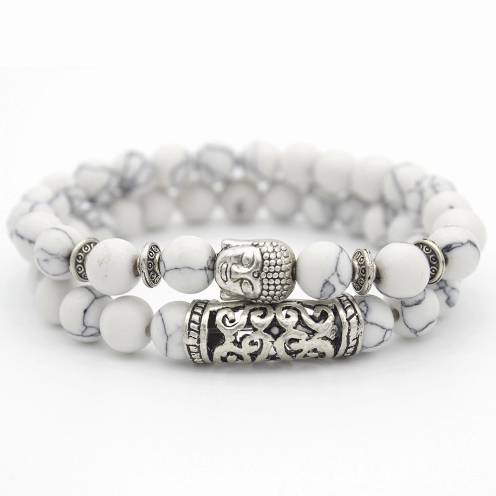 Wholesale Volcanic Rock Buddha Head Stone Combination Multi-Circle Beads Bracelet