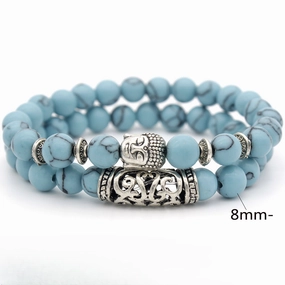 Wholesale Volcanic Rock Buddha Head Stone Combination Multi-Circle Beads Bracelet