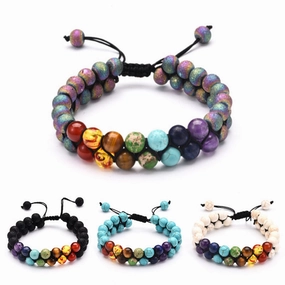 Wholesale Volcano Stone Pine Stone Frosted Agate Colorful Stone Bracelet
