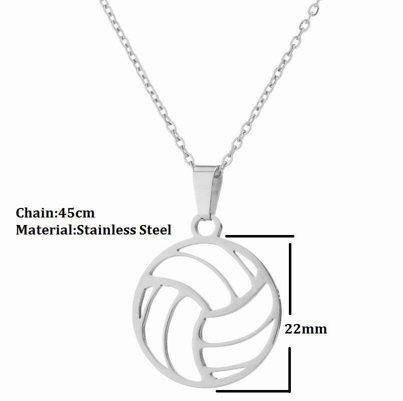 Wholesale Volleyball Stainless Steel Pendant Necklaces