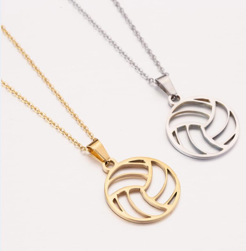 Wholesale Volleyball Stainless Steel Pendant Necklaces