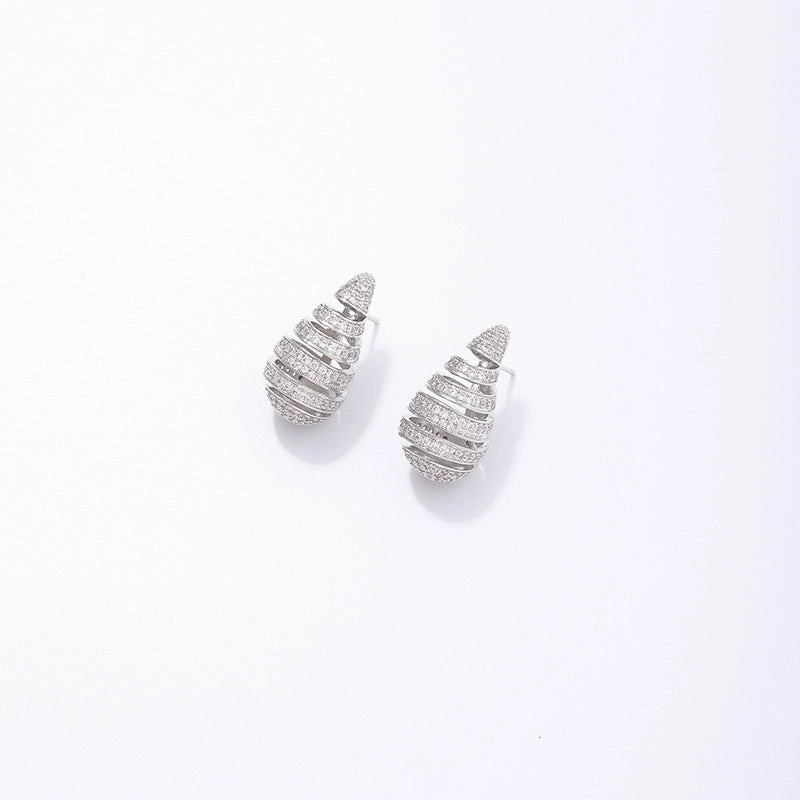 Wholesale Water Drop Crescent Thread Copper Gold Plated Earrings