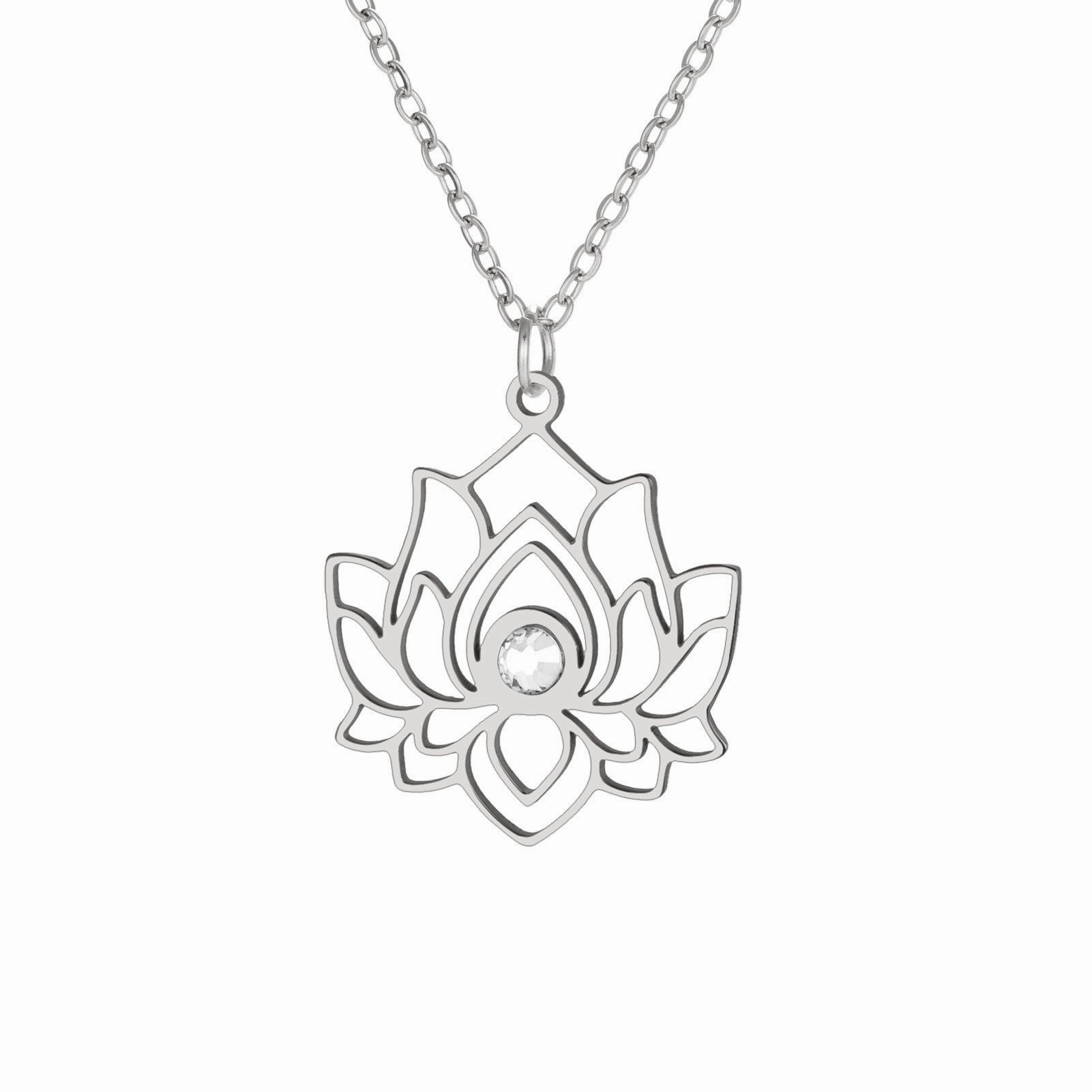 Wholesale Water Drop Lotus Necklace Women's Stainless Steel Trend Necklace