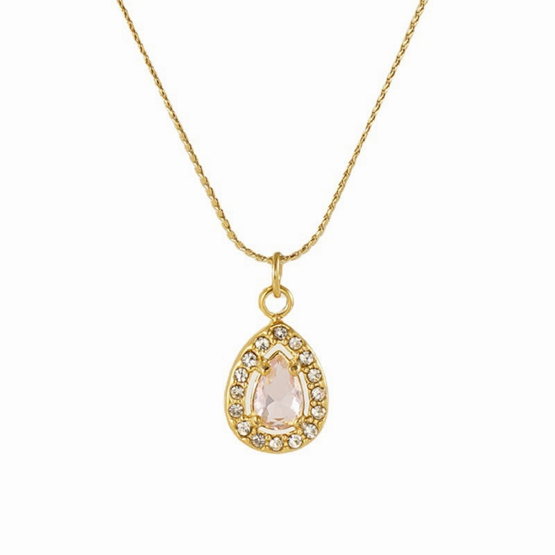 Wholesale Water drop zircon necklace female 18K stainless steel pendant clavicle chain