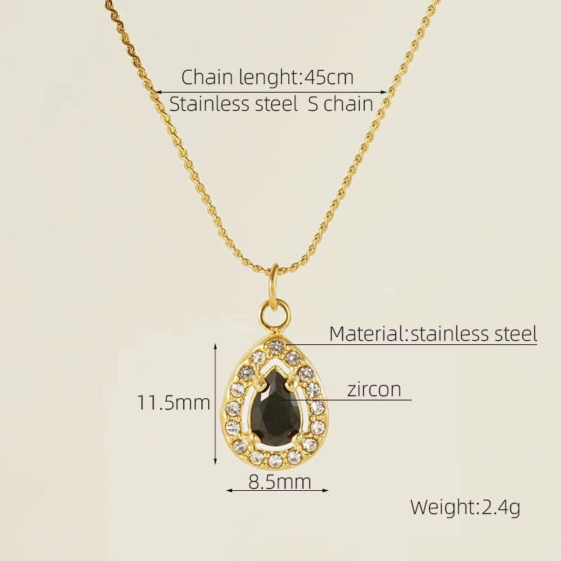 Wholesale Water drop zircon necklace female 18K stainless steel pendant clavicle chain