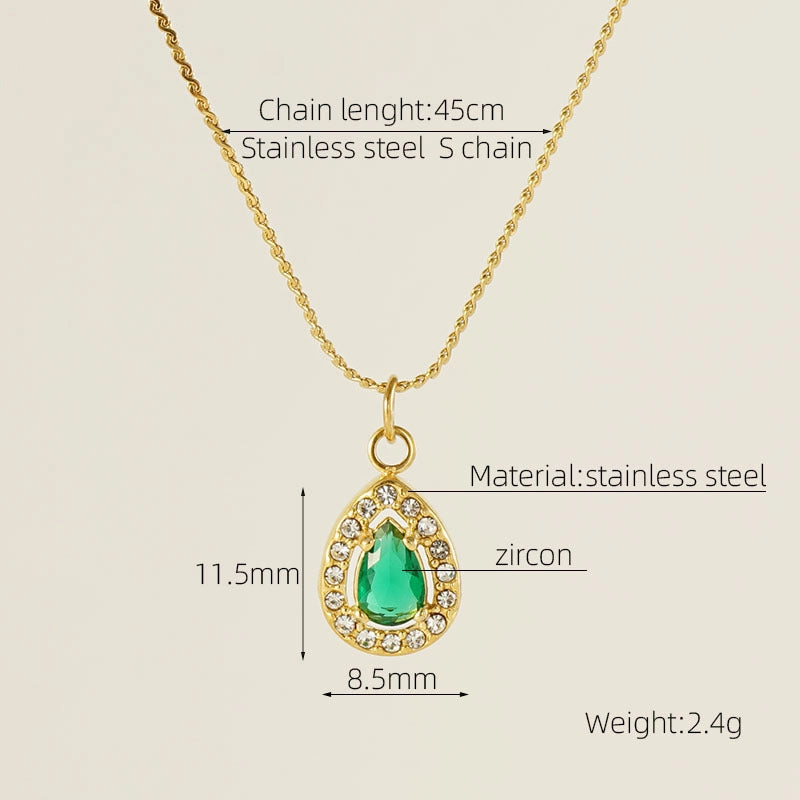 Wholesale Water drop zircon necklace female 18K stainless steel pendant clavicle chain