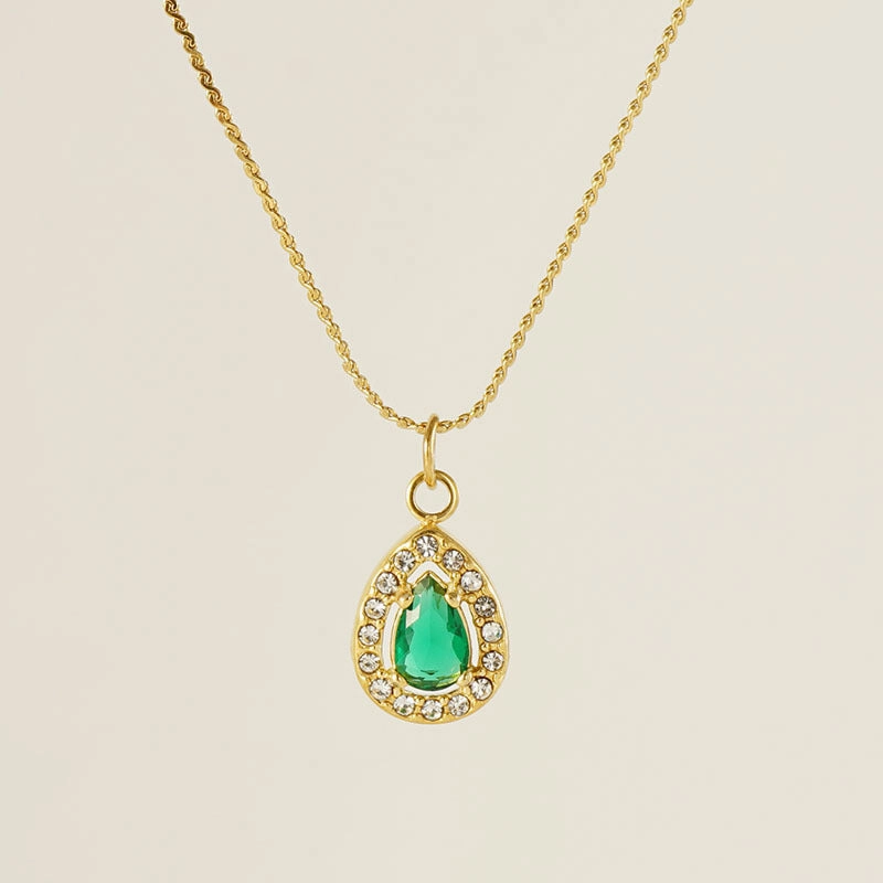 Wholesale Water drop zircon necklace female 18K stainless steel pendant clavicle chain