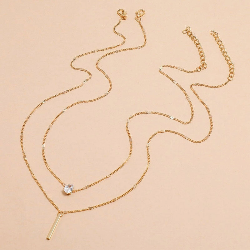 Wholesale Waterdrop Double Layer Metal Necklaces