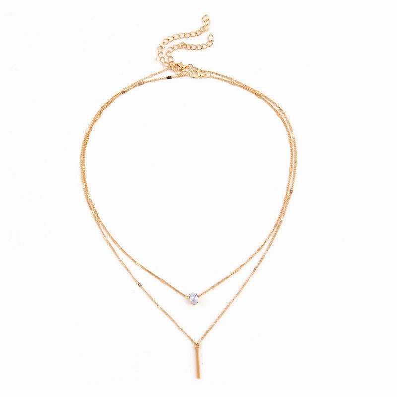 Wholesale Waterdrop Double Layer Metal Necklaces