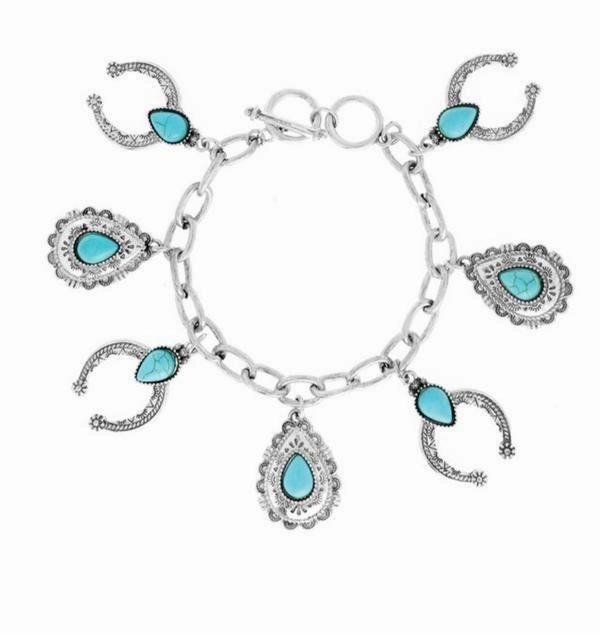 Wholesale Waterdrop Geometric Turquoise Cutout Alloy Bracelet