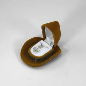 Wholesale Western Style Cowboy Hat Velvet Cloth Jewelry Box Ring Box