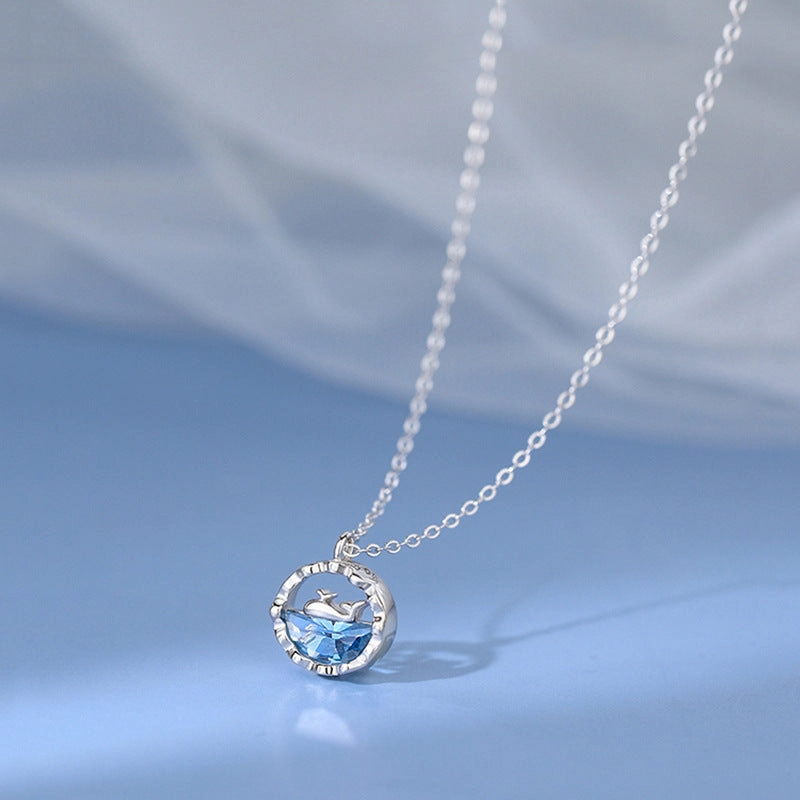 Wholesale Whale Sterling Silver Necklace Light Luxury Niche High-end Fishtail Clavicle Chain