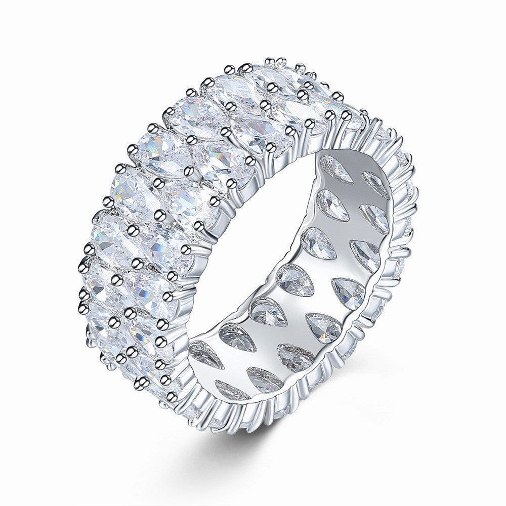 Wholesale White Diamond Zircon Gold Plated Copper Rings