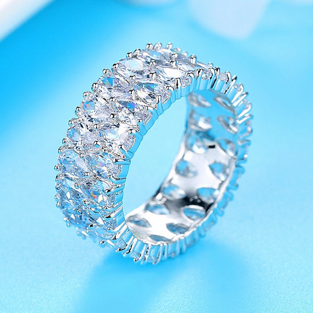 Wholesale White Diamond Zircon Gold Plated Copper Rings