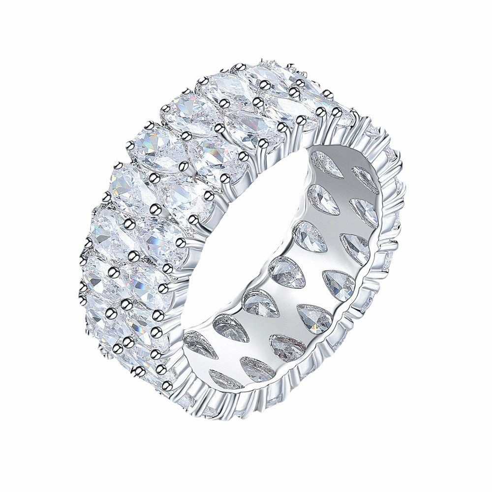 Wholesale White Diamond Zircon Gold Plated Copper Rings