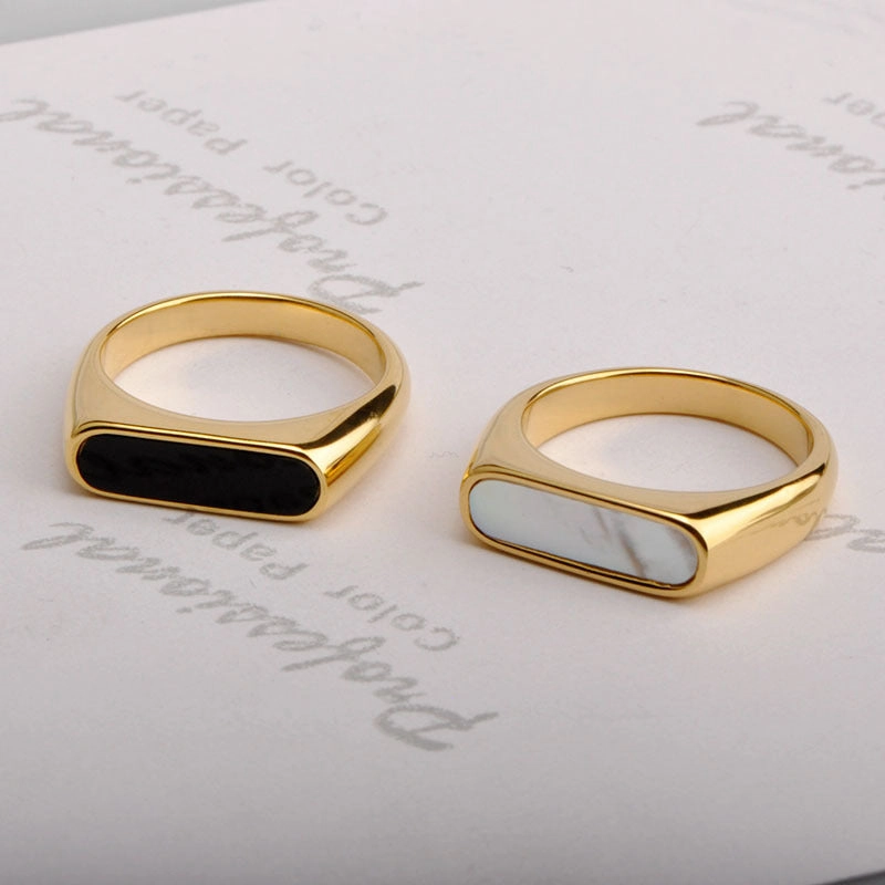 Wholesale White Shell Stainless Steel Ring