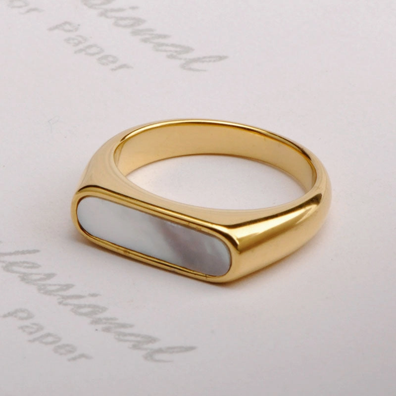 Wholesale White Shell Stainless Steel Ring