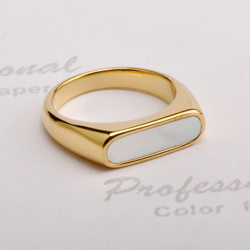 Wholesale White Shell Stainless Steel Ring