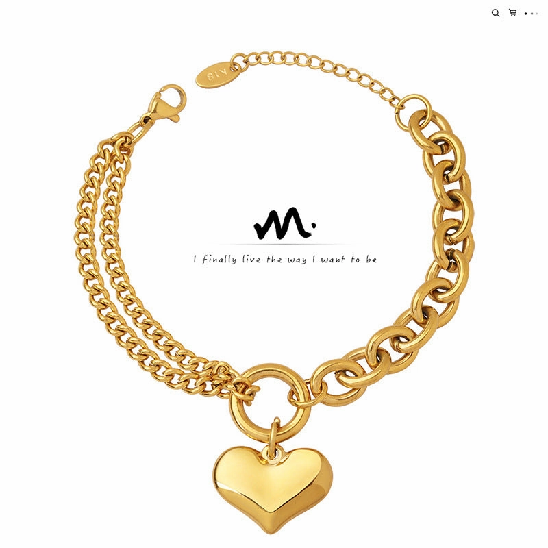 Wholesale Wholesale titanium steel 18K gold plated Cuban chain splicing chain love bracelet