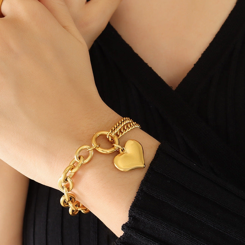 Wholesale Wholesale titanium steel 18K gold plated Cuban chain splicing chain love bracelet