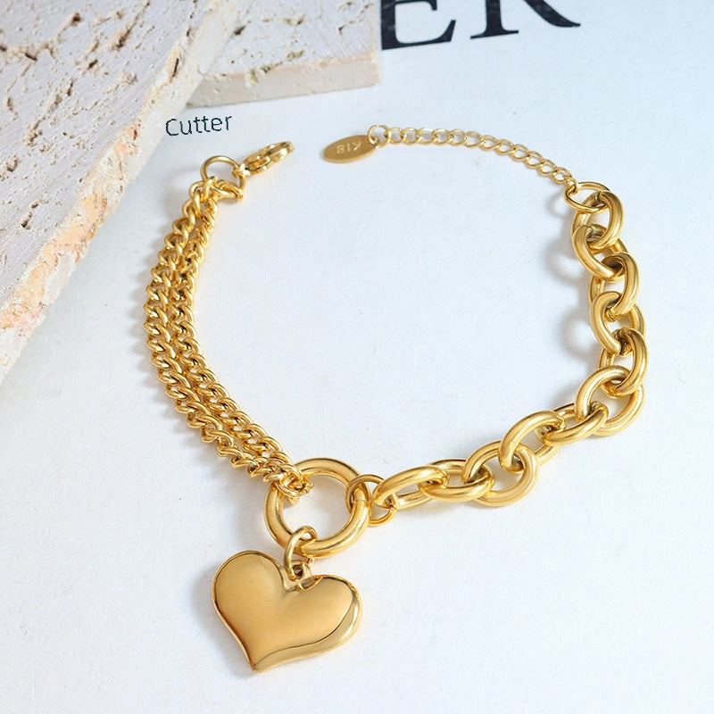 Wholesale Wholesale titanium steel 18K gold plated Cuban chain splicing chain love bracelet