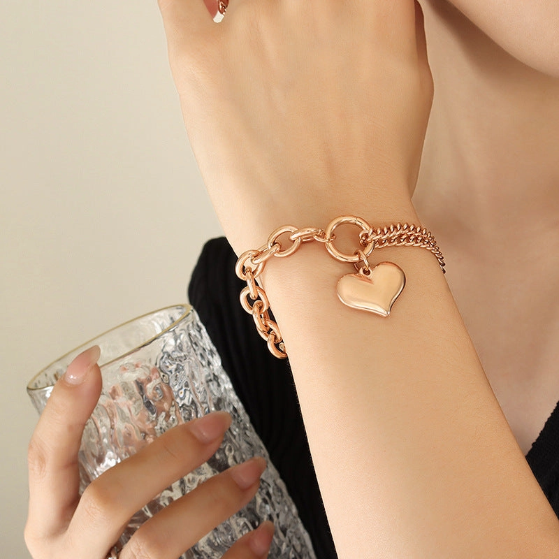 Wholesale Wholesale titanium steel 18K gold plated Cuban chain splicing chain love bracelet
