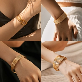 Wholesale Wide-brim Heavy Metal Gold-plated Bracelet