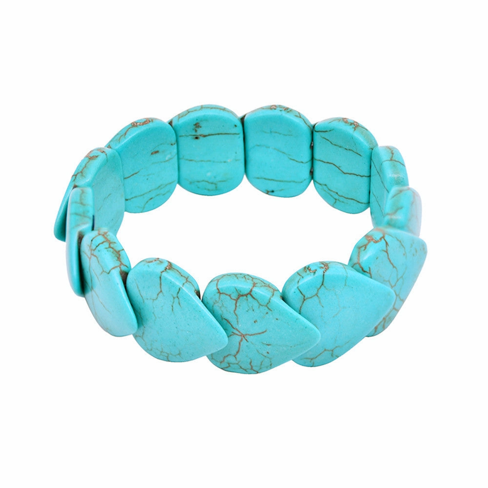Wholesale Wide Elastic Cord Turquoise Heart Bracelet