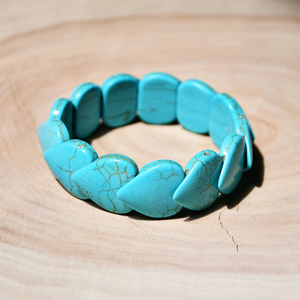 Wholesale Wide Elastic Cord Turquoise Heart Bracelet