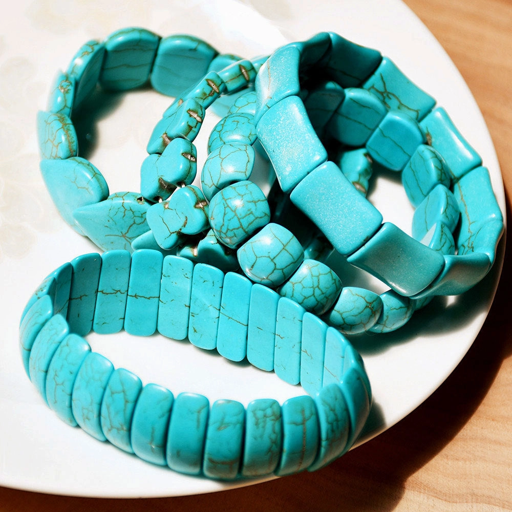Wholesale Wide Elastic Cord Turquoise Heart Bracelet