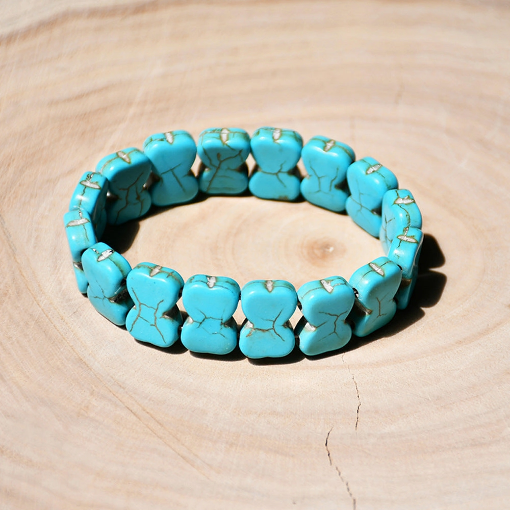 Wholesale Wide Elastic Cord Turquoise Heart Bracelet